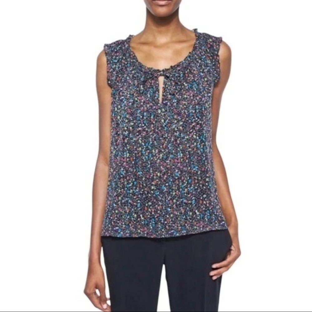 Diane von Furstenberg Rebekah Silk Splatter Dot Sleeveless Tank Blouse Top Sz 10